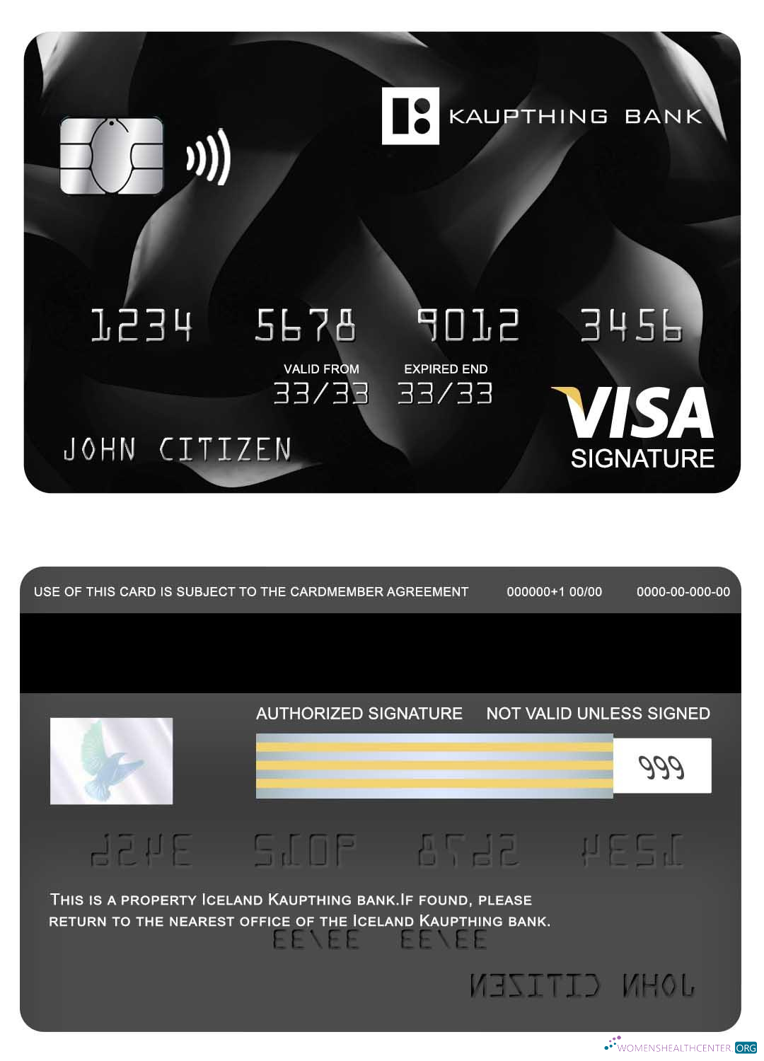 Download Iceland Kaupthing bank visa signature card Photoshop template